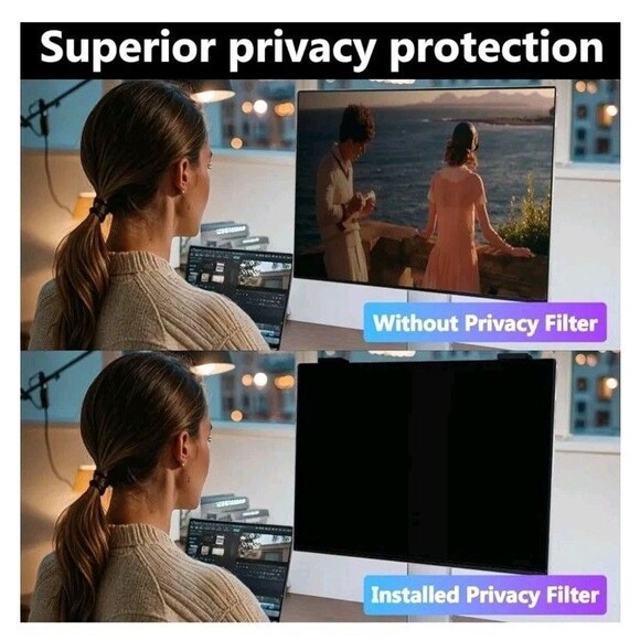 Magnetic Computer Privacy Screen Filter 24 inch, Removable Hanging Thin Bezel An - Picture 5 of 9